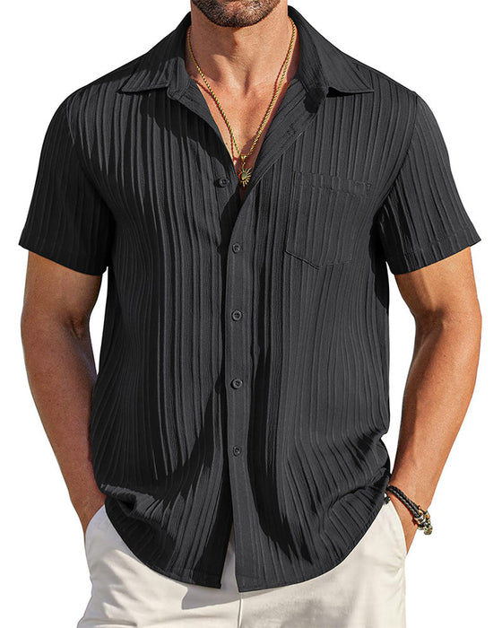 Men's Collared Button-Down Striped Shirt