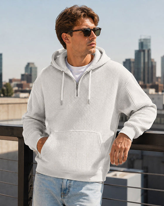 Men's Solid Zip Pullover Hoodie