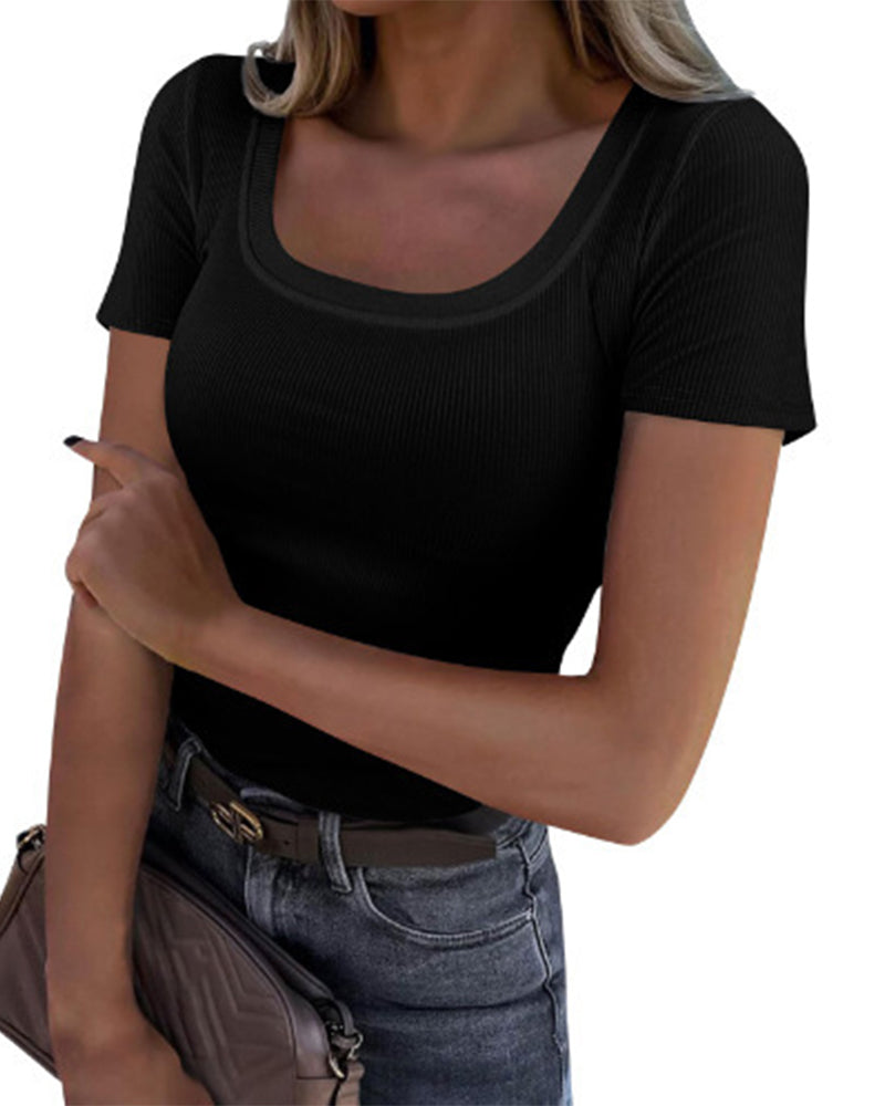 U-Neck Short Sleeve Fitted T-Shirt