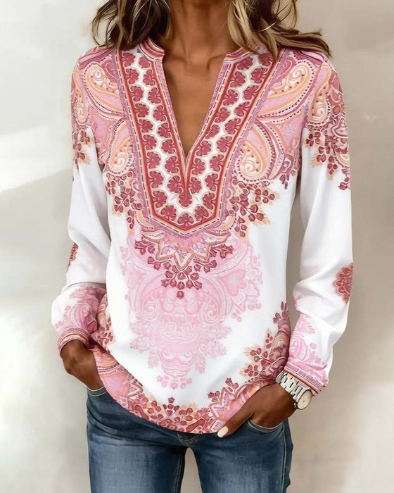 V-Neck Bohemian Loose Top