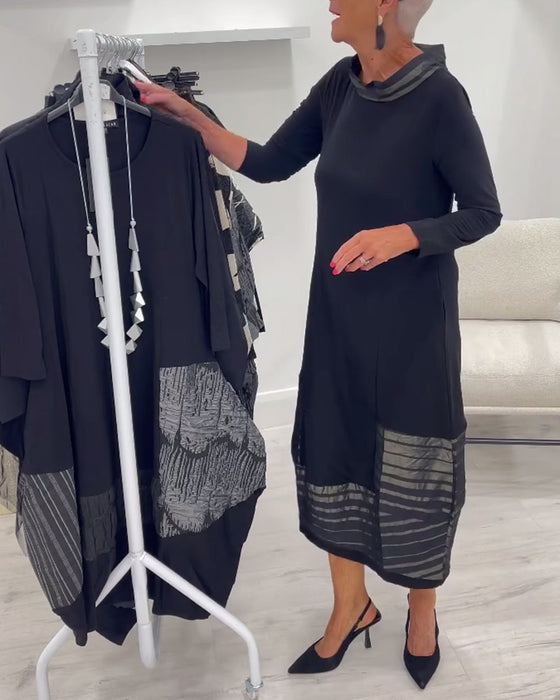 Solid Color Splicing Fashionable Dress