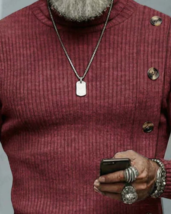 Men's Solid Color Long Sleeve Top