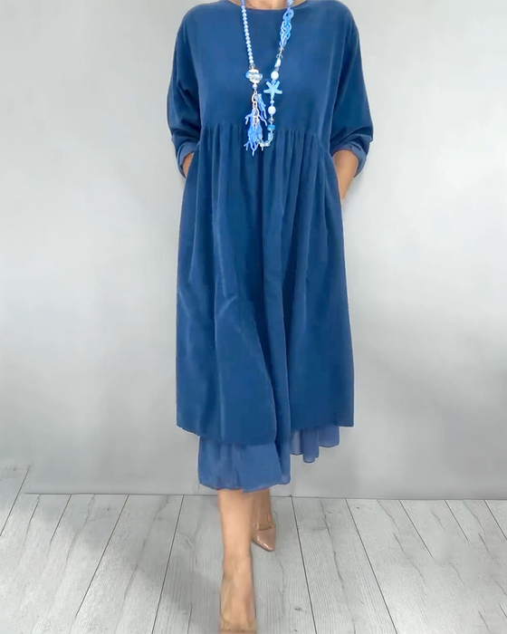 Double-Layer Loose Mesh Patchwork Dress