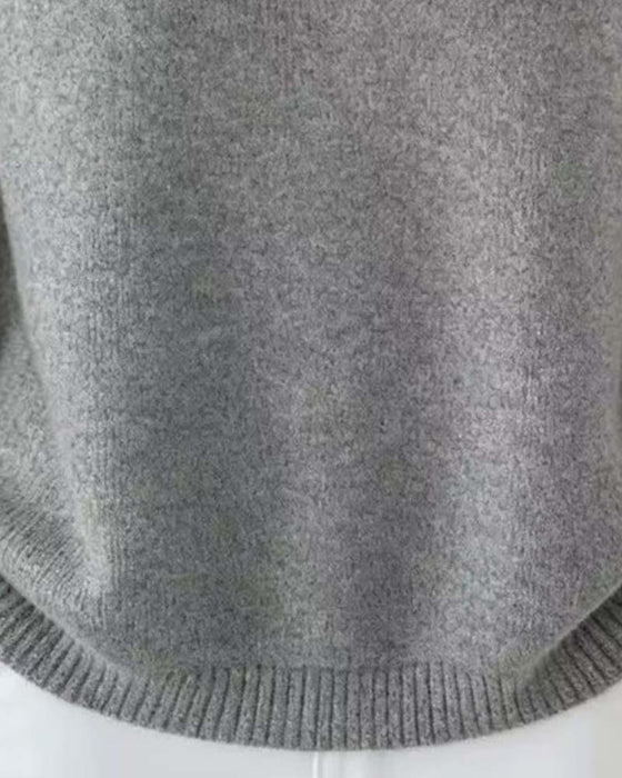 Lapel Solid Color Long Sleeve Pullover