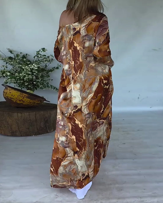 Fashionable Slit Printed Blouse