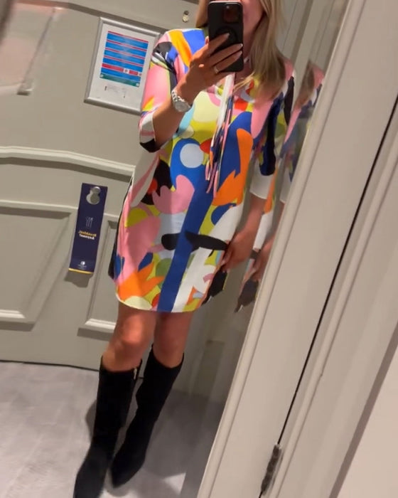 Casual long sleeve printed dress