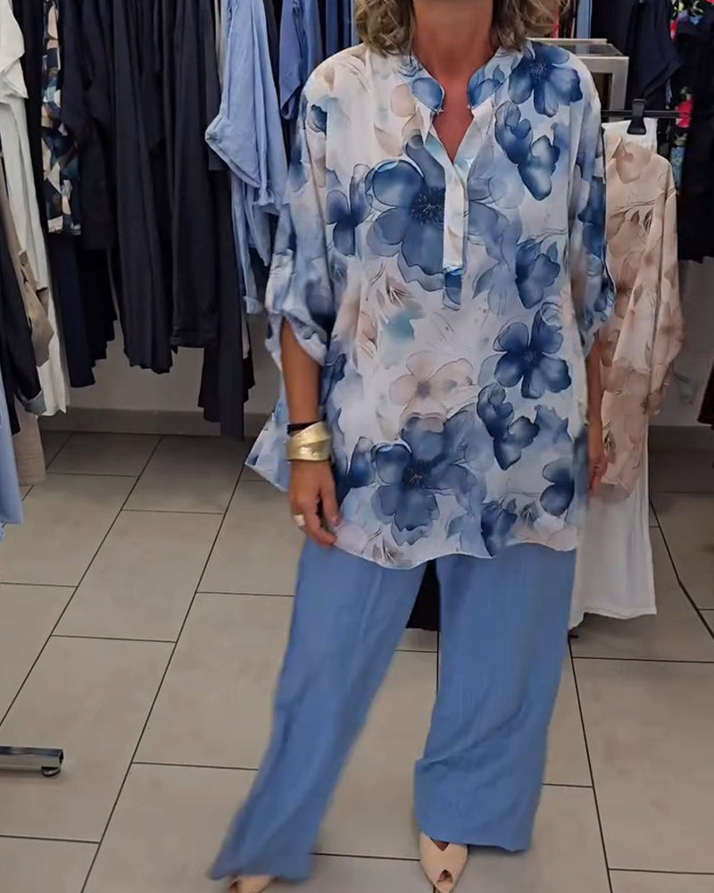 Watercolor Floral Casual Blouse