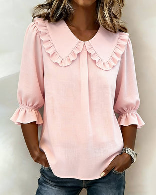 Peter Pan Collar Three-Quarter Sleeve Blouse