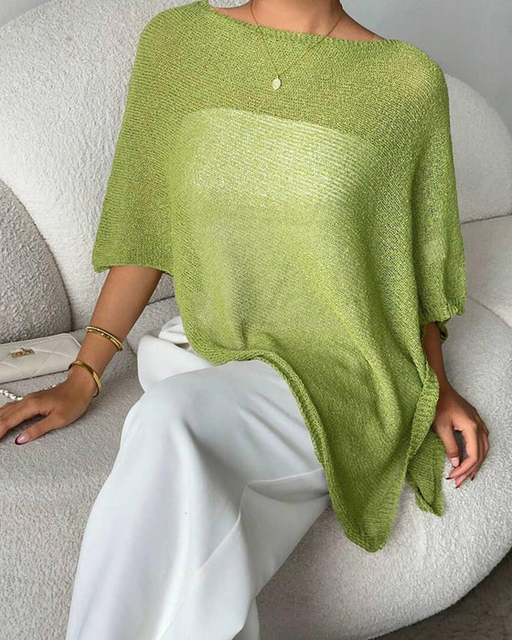 Cape-style sweater solid color pullover