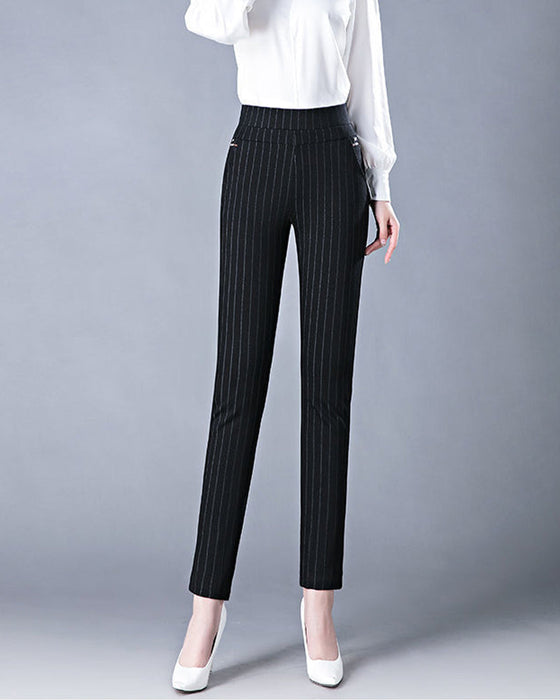 Pocket casual high waist trousers