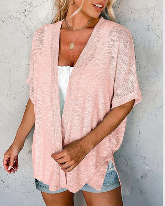 Short Sleeve Casual Solid Coat