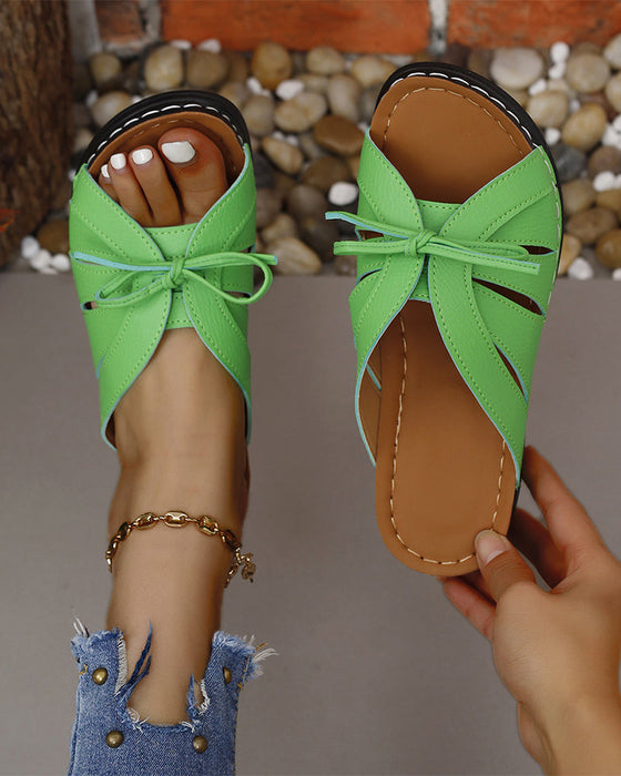 Fish mouth wedge slippers