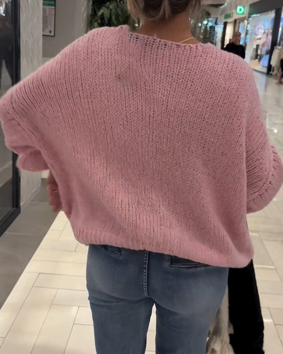 Casual solid color lace-up long-sleeve cardigan