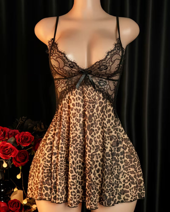 Strappy Polka Dot Leopard Print Lingerie