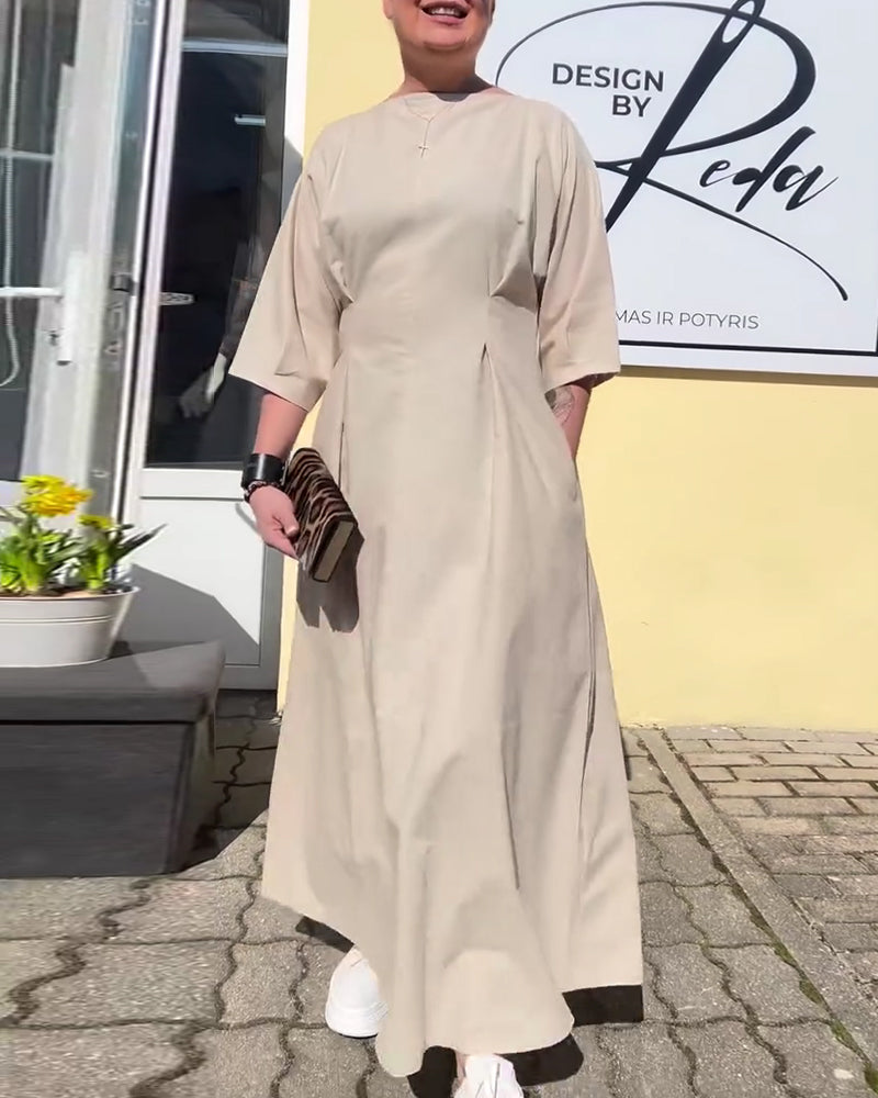 Round Neck Fitted Waist Fashion Dress