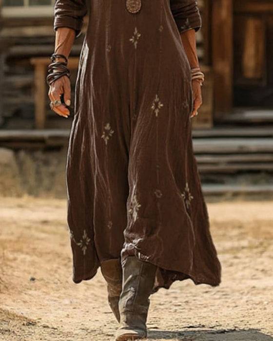 Vintage V-Neck Maxi Dress