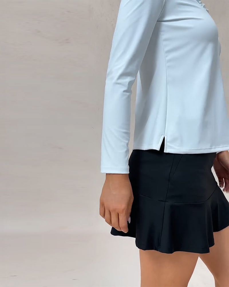 High Stretch Quick Dry Ruffled V-Neck Casual Top