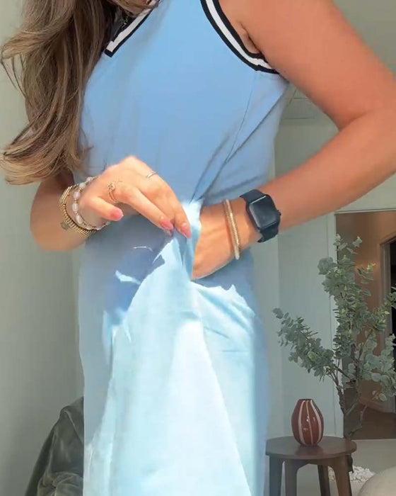 V-Neck Color Block Active Tank Dress