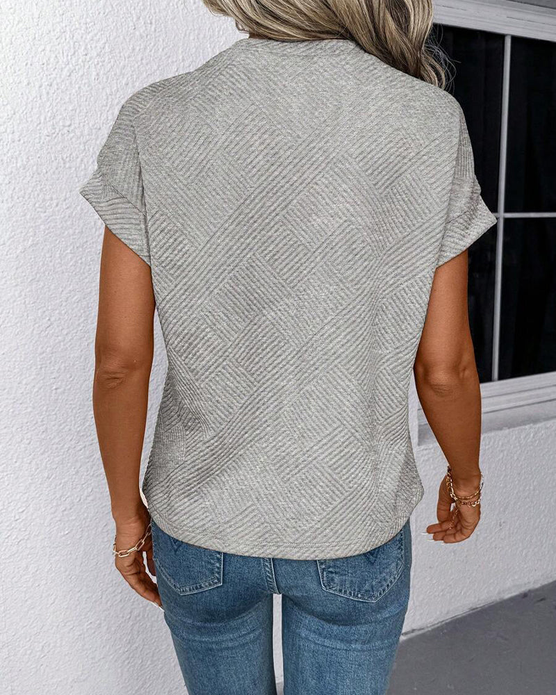 Solid Crew Neck Blouse