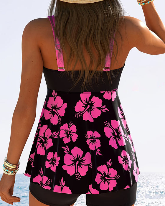 Vacation Print Bowknot Tankini