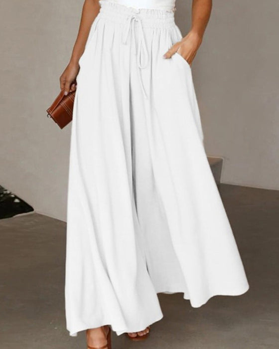 Drawstring Casual Wide-Leg Pants