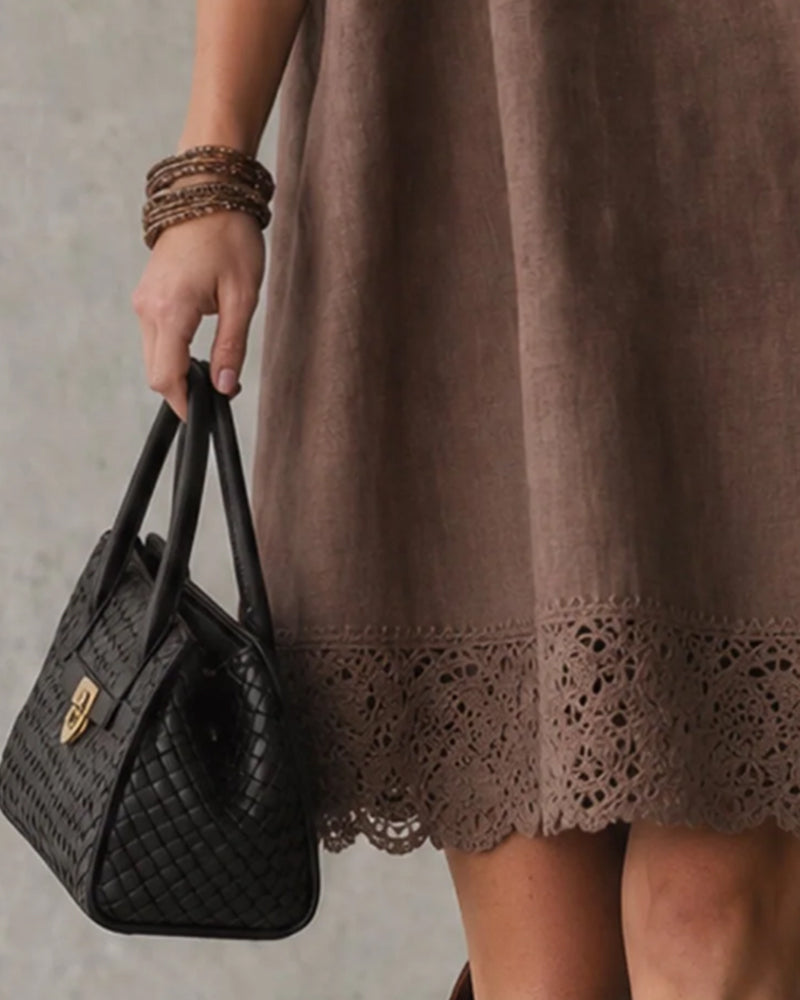 Off-Shoulder Hollow Out Short Sleeve Dress