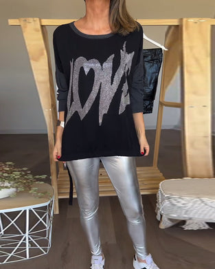 Long sleeve round neck casual top