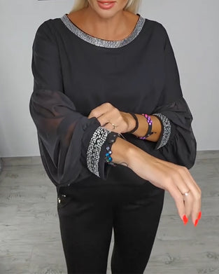 Mesh hot diamond fashion Top