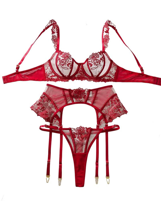 Garter Belt Lingerie Set 3 Piece