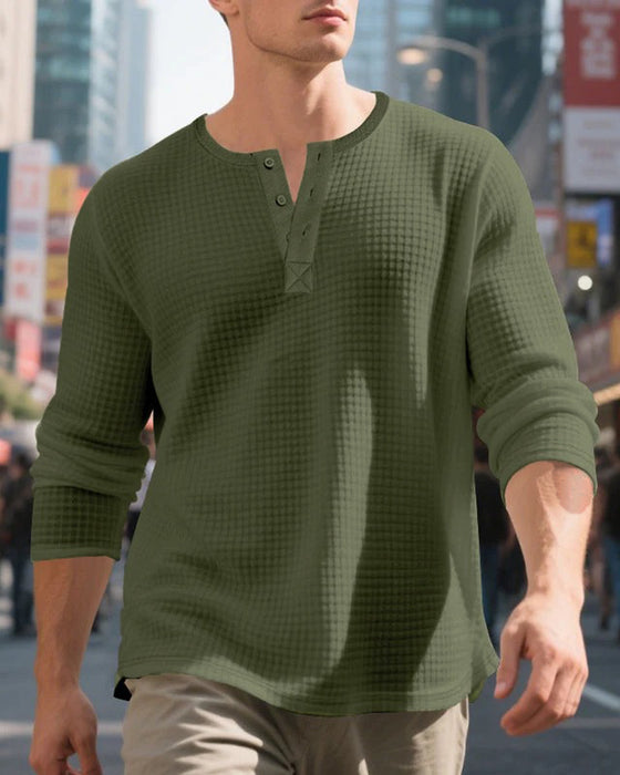 Men's Solid Color Long Sleeve Top