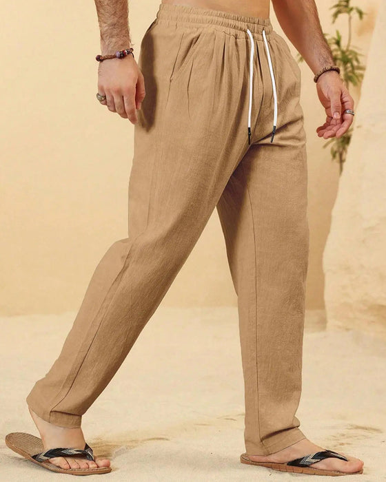 Elastic Waist Drawstring Tapered Pants