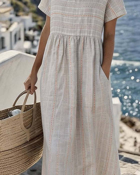 Striped Short Sleeve Dress