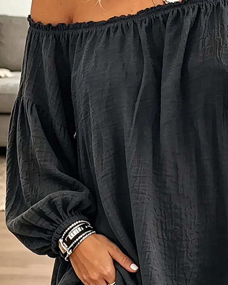 Off-Shoulder Loose Solid Color Top