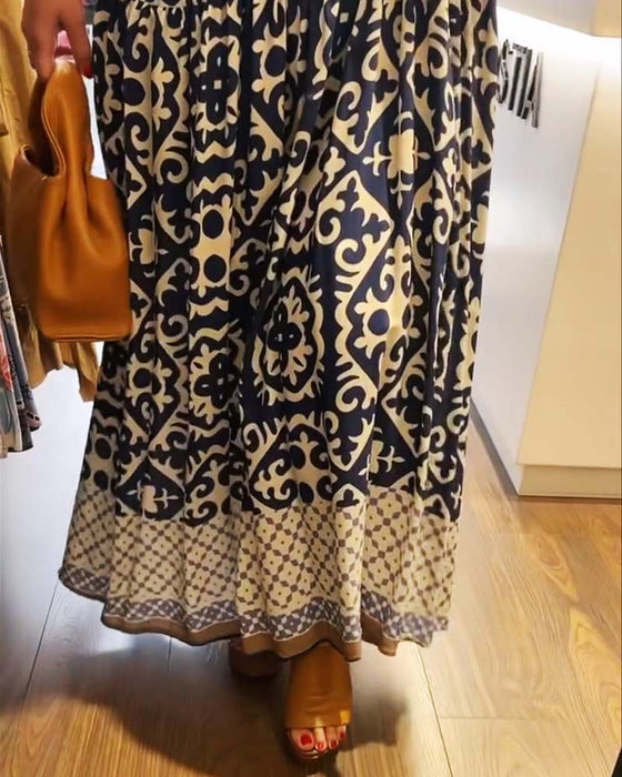 Sleeveless Crew Neck Shirred Full Skirt Dress