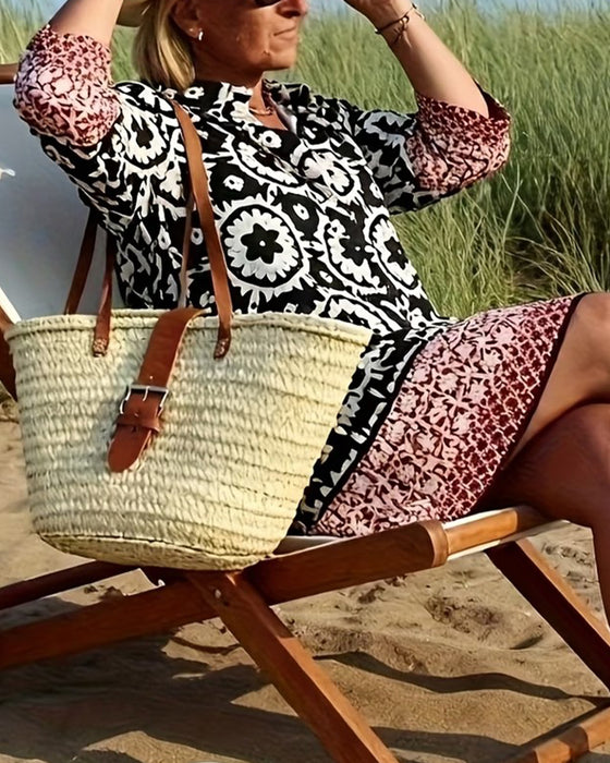 Ethnic Style Three-Quarter Sleeve Dress