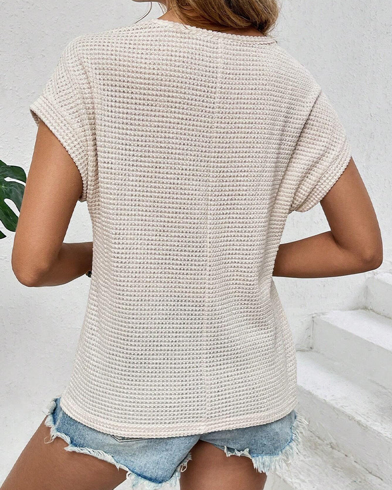 Raglan Mesh Hollow Out Breathable T-Shirt