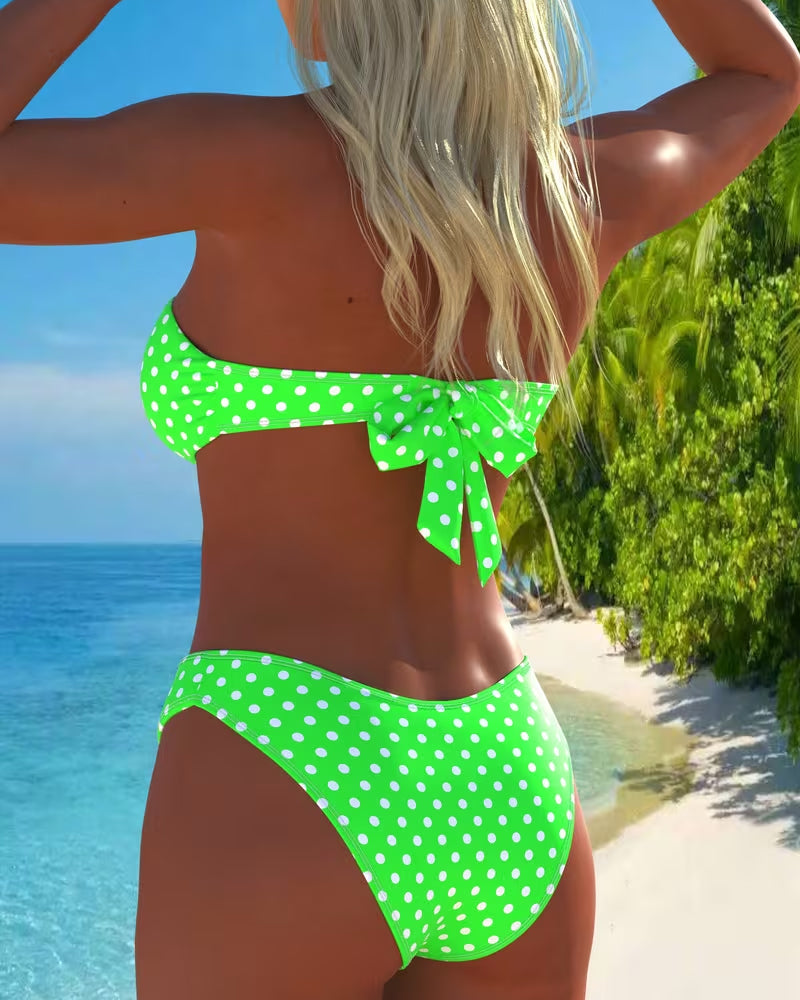 Bandeau Polka Dot Print Bikini