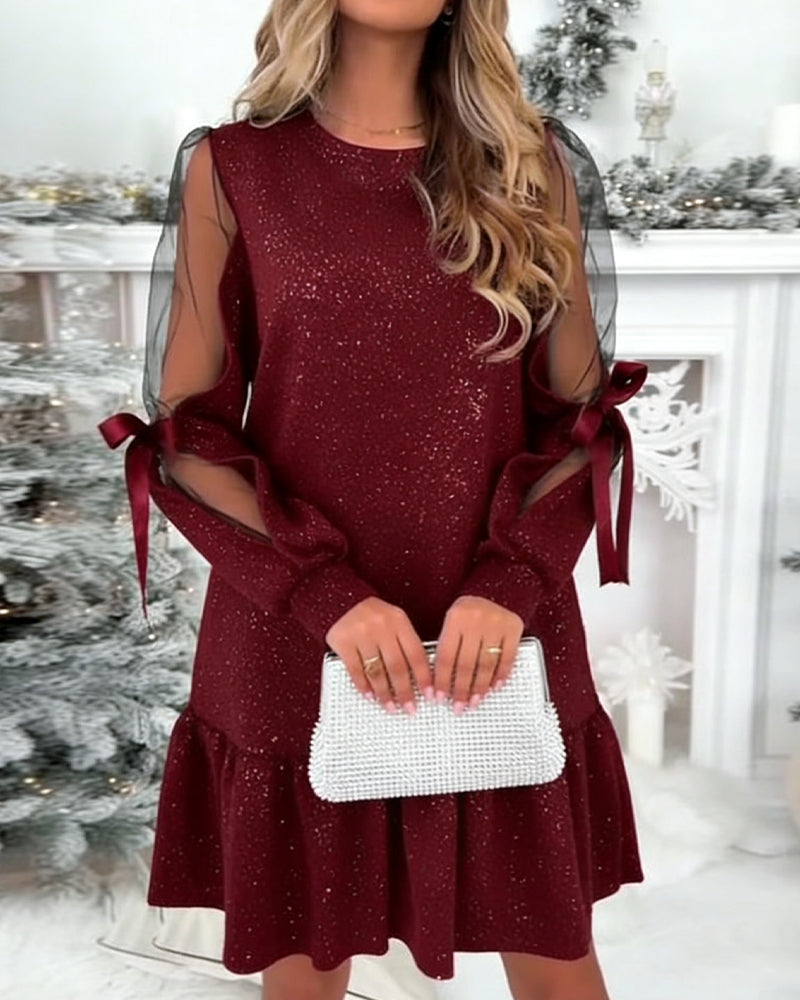 Tulle Bow Tie Silver-plated A-Line Dress