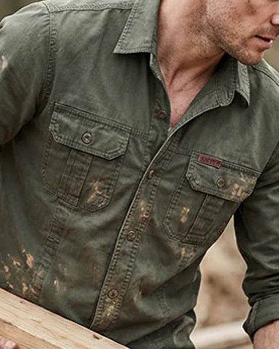 Men's Workwear Pocket Solid Color Shirt