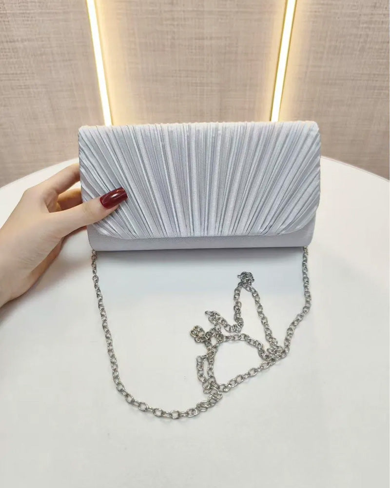 Solid Color Pleated Shoulder Bag