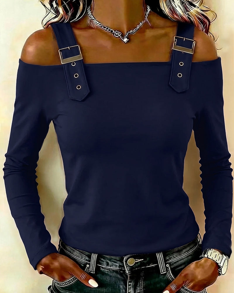 Long Sleeve Off-Shoulder Camisole Top