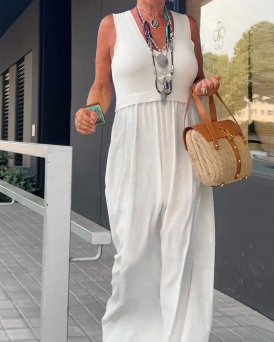 Solid Color U Neck Dress