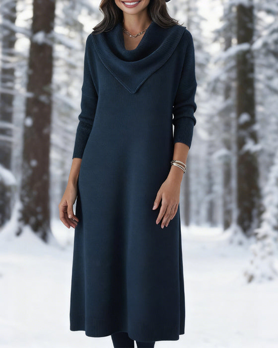 Elegant Turtleneck Warm Sweater Dress