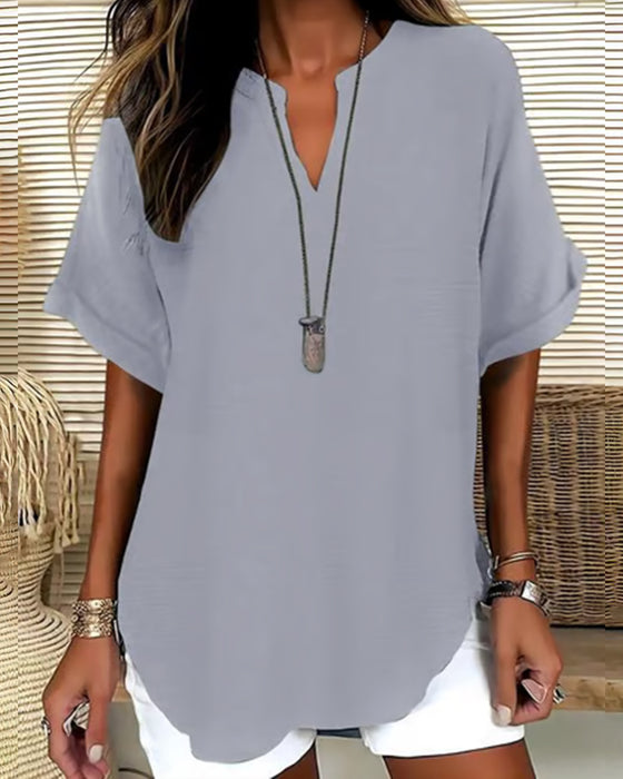Loose Solid Color Women's Casual Blouse