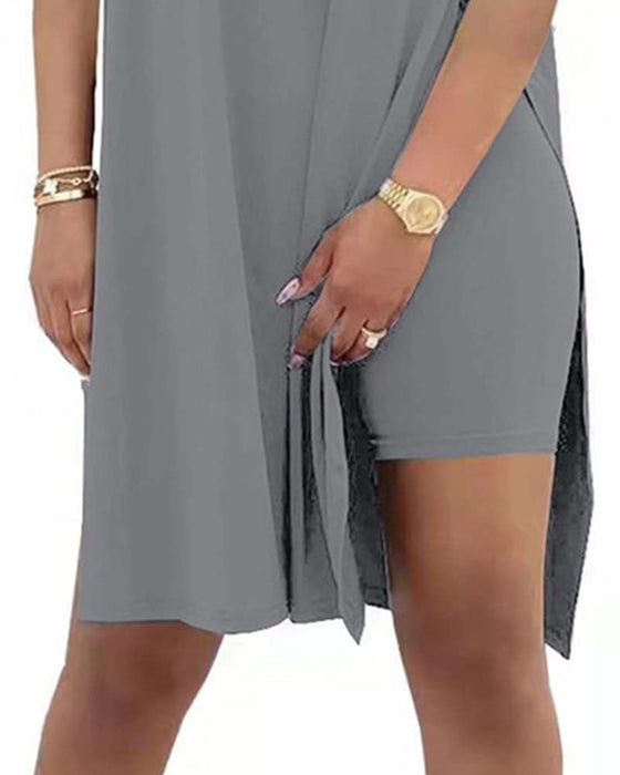 Solid Color Loose Short-Sleeve Pants Set