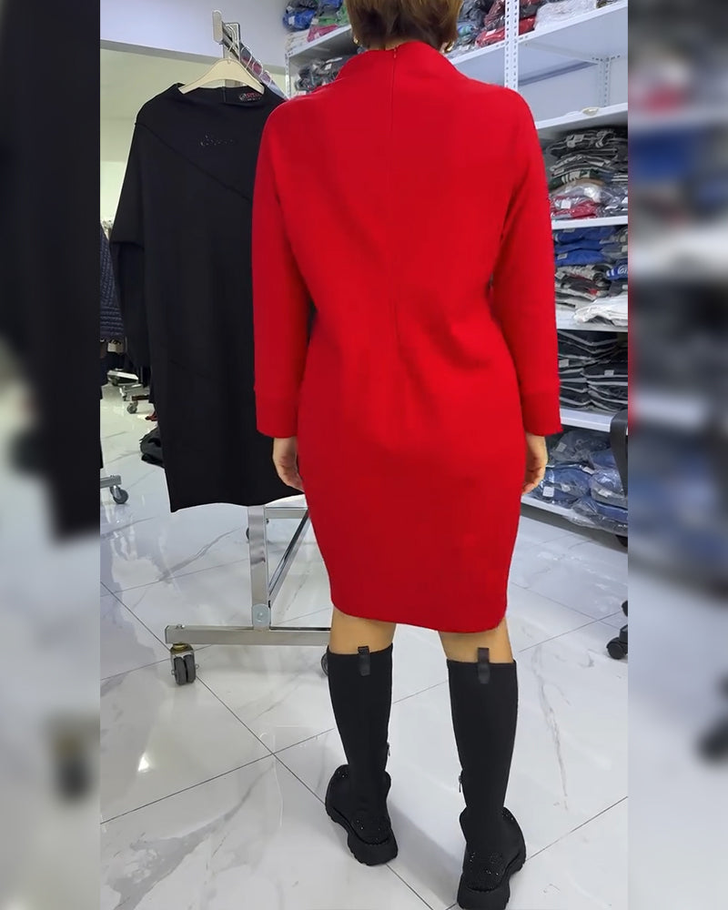 Fashionable Half-High Collar Dress