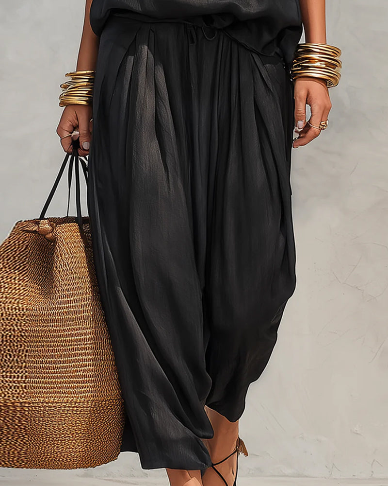 Cowl Neck Sleeveless Two-Piece Set
