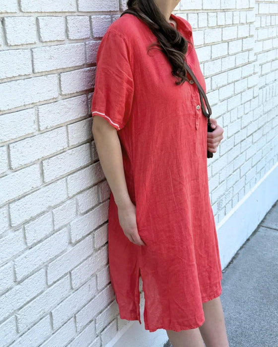 Lapel Button Casual Dress