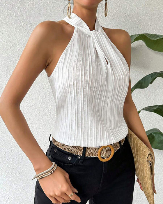 Sleeveless Halter Tank Top