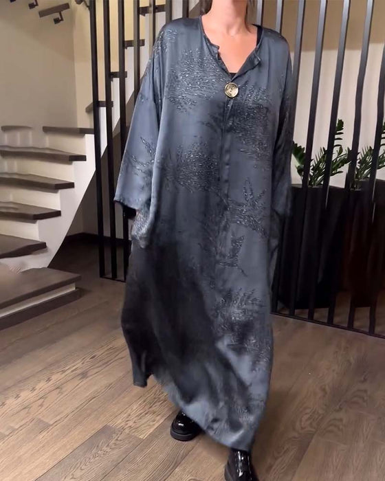 Long Sleeve Printed Straight Dress